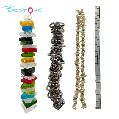Bestone Stock Wholesale Multiple Colors Mixed 12 Inch 3*7mm Gravel Shape Glass Pearls