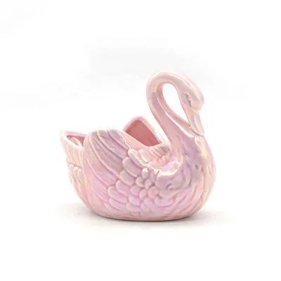 Nordic Light Luxury Pure Ceramic Swan Jewelry Box Makeup Cylinder Brush Romantic Wedding Decoration