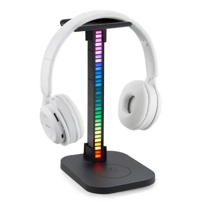 Multifunctional Headphone Stand with Ambient Light RGB Sound Pickup Light Wireless Charging Headset Storage Rack