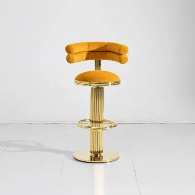 High-quality bar Stools with a Golden Stainless Steel Swivel Base Used for Commercial Furniture Bar Stools