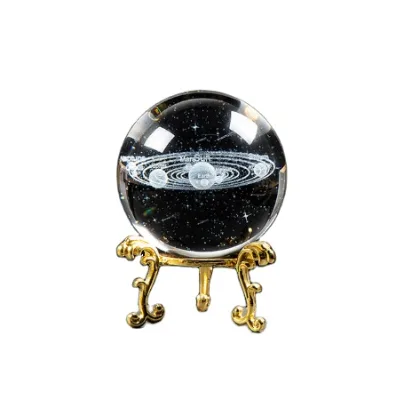 S090 K9 Blank clear Crystal Ball Custom3D Galaxy Engraved Laser Crystal Ball Solar System Planet Crystal Ball