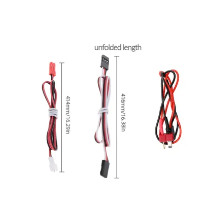 3pcs RC Car Light Winch Extension Cord Cable T Plug/ Plug to Plug / JST Male Plug to JST PH2.0mm 2P Female Cable Adapter Wire