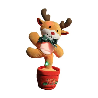 Christmas Electric Dancing Plush Toy Animals Singing Recording Doll Christmas Elk for Children Christmas Gift