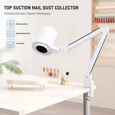 2027 Professional Electric Table Nail Dust Extractor Collector Machine for Nail Drill Low Noise High Speed Fan LED Nail Lamp