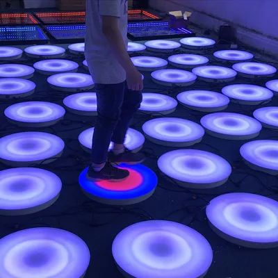 LED Rainbow Run Interactive Floor Light Automatic Induction Internal Control IP65 Dance Floor for Shopping Malls Parks