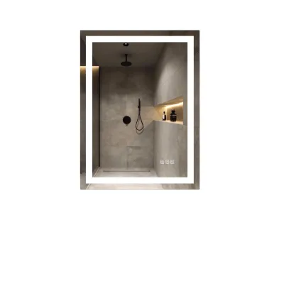 28W 36H Inch Rectangle Frameless Smart Bathroom Touch Adjustable Anti Fog LED Light Modern IP44 Tempered Lenses Hotel Apartment