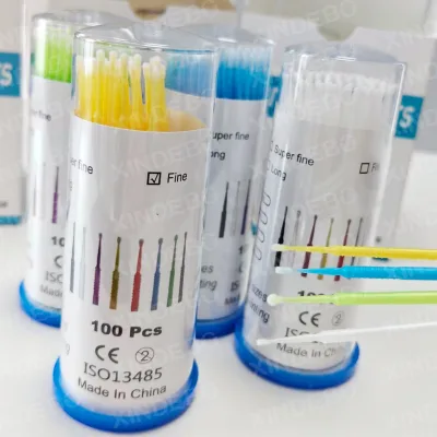 Low MOQ Disposable Bend Shaft Fiber Tip for Teeth Whitening Resin Coating Disposable Dental Micro Applicator Microbrush
