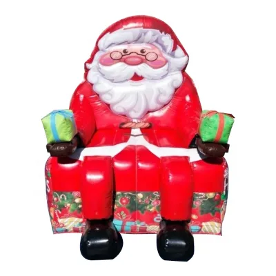 Red PVC Inflatable Santa Claus Bounce Chair Christmas Bouncer With Blower Santa Claus Chair Photo Prop