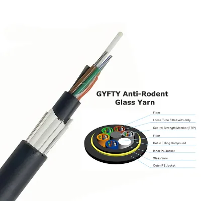 Non Metallic Glass Yarn Member Underground Duct Fiber Optic Cable 6 8 12 24C 48 96 144 Core SM G652D Optical Fiber Cable Price