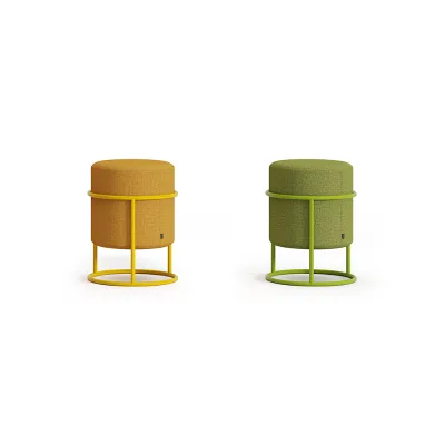 Stylish Multi-size Fabric Upholstered Ottoman Stool Powder Coated Metal Frame High-Density Sponge for Office Lounge Reception