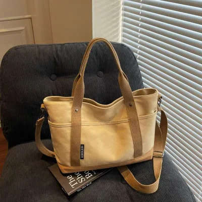 Factory Outdoor New and Stylish Canvas Fabric Hand-held Shopping Bag, Fashionable Single-shoulder Tote Bag