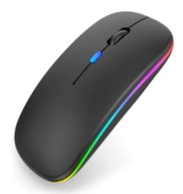 Ultra-thin Computer Mouse 2.4g Mice Colorful RGB Lighting Rechargeable Notebook Desktop Wireless Mouse