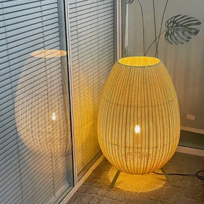 Creative Art Design Handwoven Rattan Floor Lamp Outdoor Living Room Garden Floor Lamp Shade Living Room