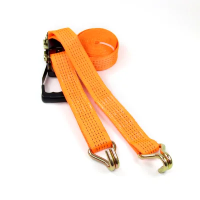 Customized Logo Printing 2-Inch Plastic-Coated Ratchet Lace-up Cargo Polyester Bungee Jumping Lashing Belt Ratchet Tie Downs