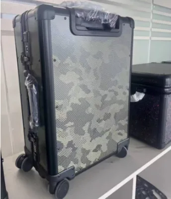 Factory Direct Carbon Fiber Hard Shell Trolley 20" 24" Carry-on Luggage 4 Spinner Wheels Lock Camouflage Pattern Wear-resistant
