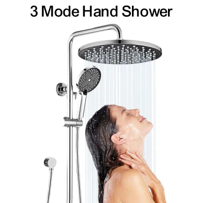 Factory New Model WELS 3 Modes Hand Shower Head Set Adjustable Height Sliding Holder With Top Rainfall Shower Spray