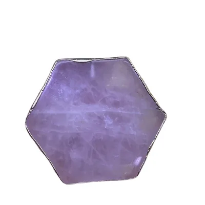 Wholesale Rose Quartz Agate Coaster Crystal Stone Geode Agate Slice Coaster with Gold Trim