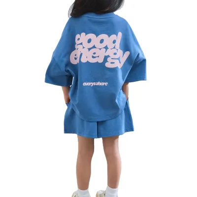 Custom 3D Puff Print Casual Knit Unisex T-Shirt Set with Oversize Letter Graphic Tee Shorts Summer Outfit for Street Play