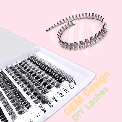 Private Label Wholesale Korean Pbt Fiber 100% Hand Made Segmented Cluster DIY Lash Extensions