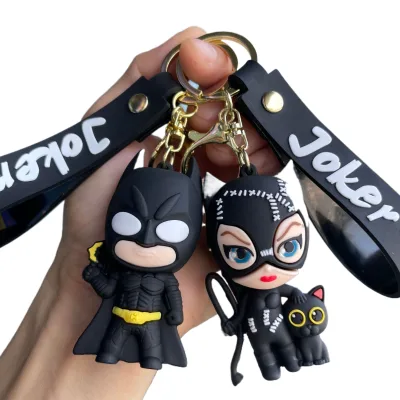 DC Film Superhero Character Catwoman Toys Keychain Wholesale PVC Anime KeyChain Accessories 3D Doll Exquisite Small Gift Pendant