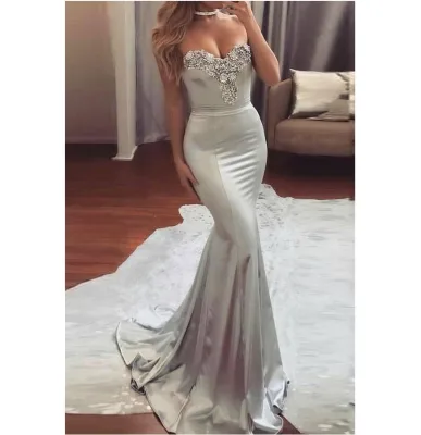 Abendkleider Long Grey Sexy Mermaid Custom Evening Dresses