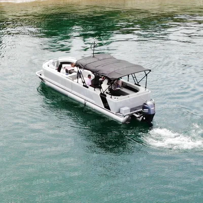 Custom Luxury Fiberglass Yacht 9.2m Speedboat Private Pontoon Boat With Outboard Engine