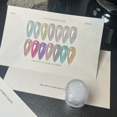 High Shine Nail Art Chrome Pigment Super Glossy Clear Mirror Effect Smooth Pearl White Glitter Ice Transparent Mirror Powder