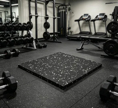 Pure Black Color or Black With Colorful Dots Gym Rubber Mat Standard Size 500*500mm 1000*1000mm MOQ 100 Sqm for Sport Venue