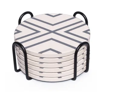 Top Quality Modern Style Custom Ceramic Coasters with Metal Holder