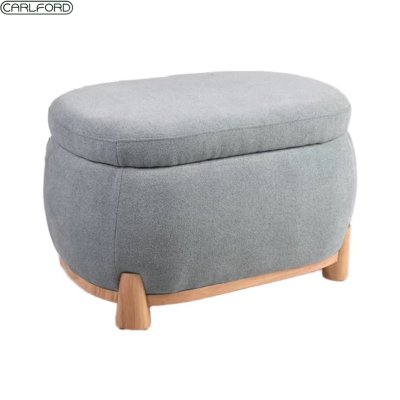 Carlford Blue Multi-Functional Storage Bench Modern Simple Design Wooden Leg Ottoman for Living Bedroom Children's Room Fabric