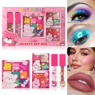 Wholesale Kids Makeup Kit Candy Shape Packing Makeup Gift Sets Girls Cosmetics 4 in 1 Cute Bear Makeup Set for Children