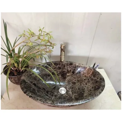Natural Marble Stone Round Bowl Vessel Sink Modern Design Eco-Friendly & Easy Clean 9L Capacity