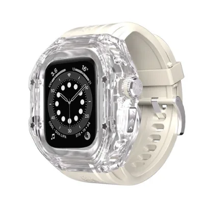 New arrival IP54 standard translucent watch case for Apple Watch ultra 1/2 49mm with silicone watchband