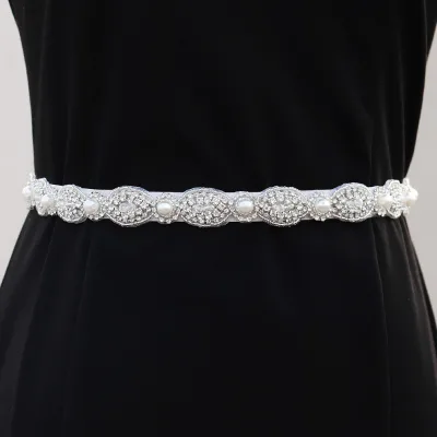 New Hand-sewn Jewelry High-grade Wedding Dress Pearl Belt Female European and American Fashion Rhinestone Bride Girdle