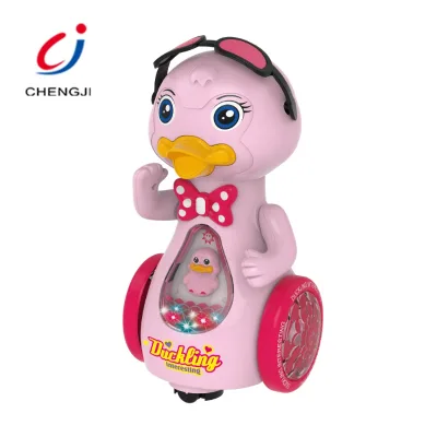 Chengji Musical Cartoon Animal Electric Universal Light Music Swing Duck Toys Yellow Electric Dancing Duck Toy for Kids