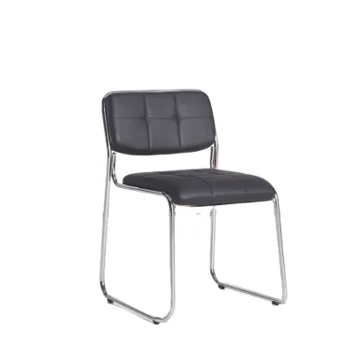 Modern Executive Middle Back Office Chair Without Wheels Iron Frame