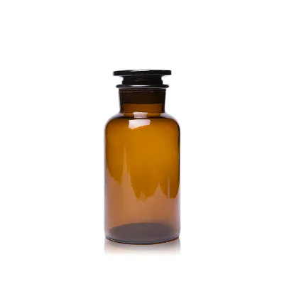 500ml Wide Mouth Amber Glass Reagent Bottle with Lid for Laboratory Use