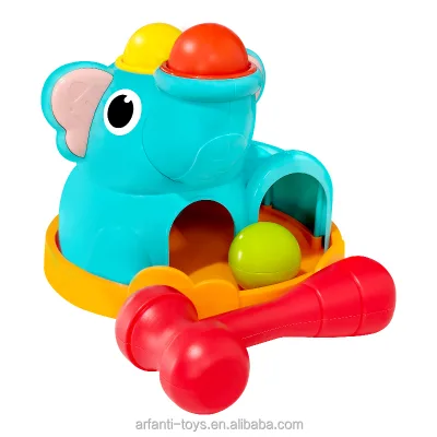 Huanger Mini Baby Hammer and Ball Drop Toy Whack a Mole Game Elephant-shaped Hammering & Pounding Toys for Newborn Infant Gifts