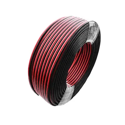 CE Certified 2*2.5mm2 Smart Extension Copper Core Power Cable Red Black Electric Wire 100M/Reel OEM/ODM Parallel Pair Cable