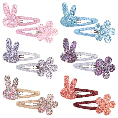 Europe and the united States hot bb clip glitter bunny flower combination hairpin girl cute side clip