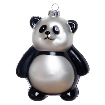 Hot Selling Festival Ornament Glass Craft Animal Design Decoration Panda Figurines Painted Ornament Eco-friendly