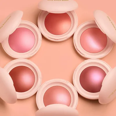 Luxury High Pigment Compact Waterproof Baked Blusher with Radiant Finish Waterproof and Long-Lasting Makeup