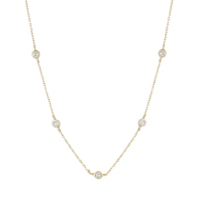 Delicate Five Diamond Necklace Silver Jewelry Necklace Gold Plated