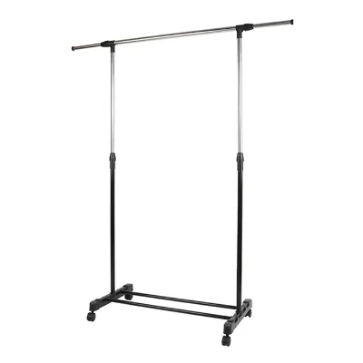Adjustable & Foldable Metal Telescopic Clothes Hangers Stainless Steel with Wheels for Bathroom Storage Left Right with Movement