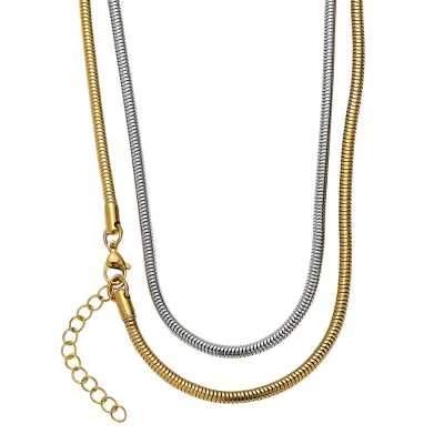 18K Gold Stainless Steel Necklace for Ladies Stainless Steel Herringbone Chain Necklaces Snake Choker Chain for Women