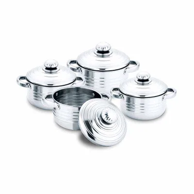 Stainless Steel Eco-Friendly Big Belly Induction Casserole Food Warmer 12-Piece Cookware Set with Glass Lid Anti-Scald Handle