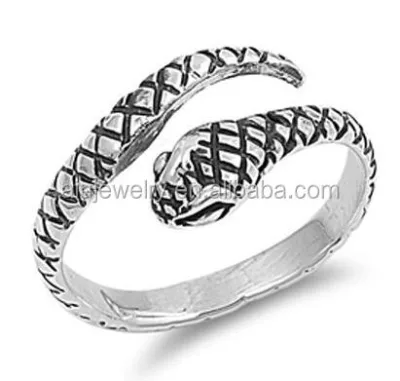 Customized 925 Antique Sterling Silver Snake Toe Ring for Women