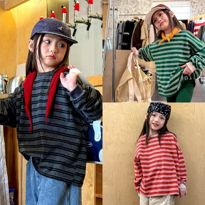 Spring Children's Cotton Long-Sleeve Sweatshirt & T-Shirt Korean Style Moisture-Wicking Boys' Girls' 7082