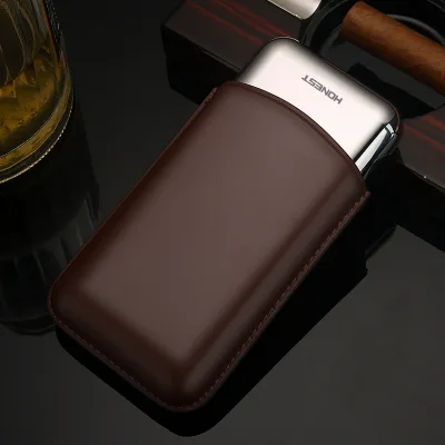 Luxury Waterproof Portable Leather Cigar Case Pocket Size Travel Protection Gift for Him