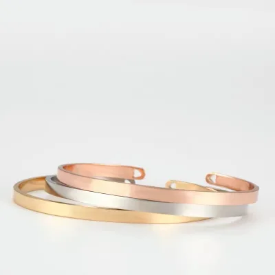 EManco Personalized ANY Message Engraved Inspirational Gift Open Cuff Bracelet Bangles Stainless Steel Gold Jewelry for Women